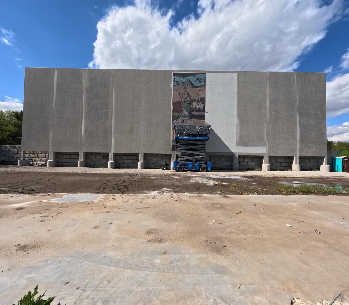 The Pershing Mural mid-installation at Wyuka Park